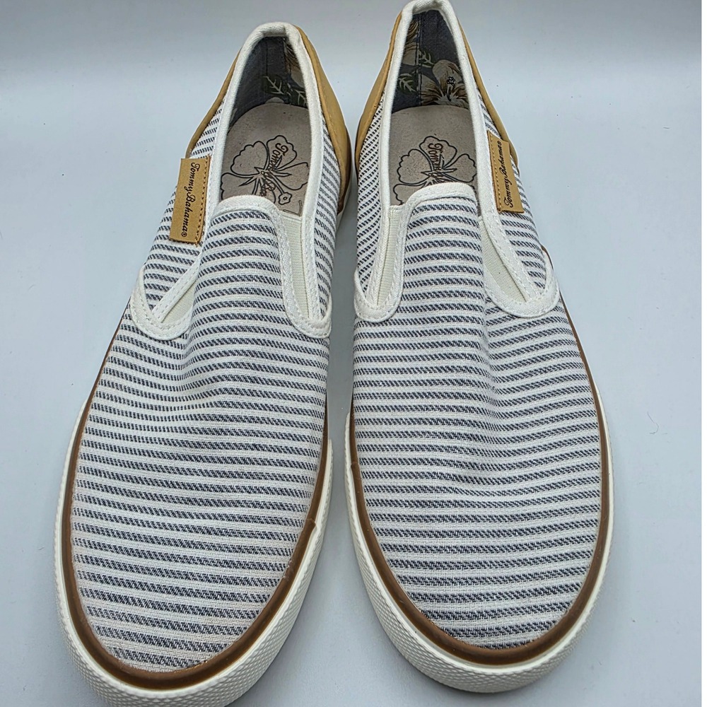 Tommy Bahama Women's Striped Slip On Canvas Shoes Tan Accents Size 8.5 - Picture 8 of 10